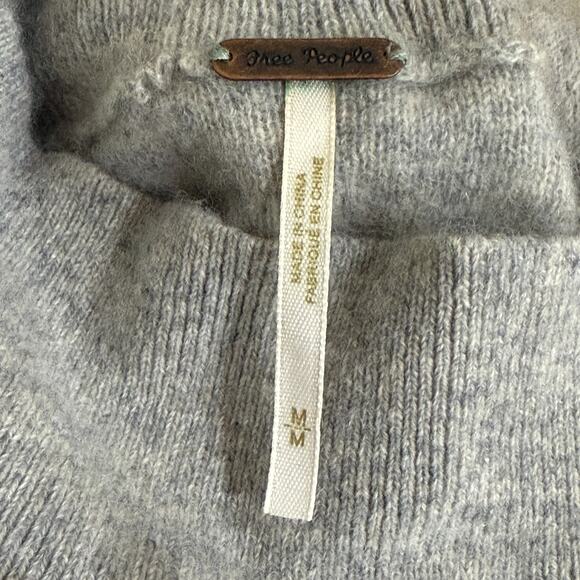 FREE PEOPLE So Low So High Cashmere Sweater Size M Grey Turtleneck Cropped - Picture 7 of 11